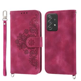 Capa ZURSANA para Samsung Galaxy A52 | Pele com Fecho de Encaixe para Colar + Cordão em Pele | Vermelho - 1