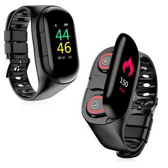 Smartwatch DAM AK-M1 com Auriculares Bluetooth True Wireless Integrados | Monitor de Frequência Cardíaca e Pressão Arterial - Preto - 1
