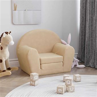 Sofá-cama infantil vidaXL | peluche macio creme - 1