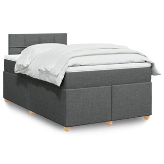 Cama boxspring com colchão vidaXL | 120x190 cm | tecido cinzento-escuro - 1