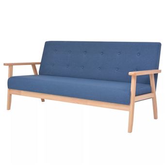 Sofá de 3 Lugares Vidaxl com Botões Pinho Azul 158x67 cm - 1