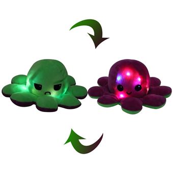 Peluche HSMY Polvo Reversível Fofo com Luz LED | 20 cm - Cinza + Bege - 1