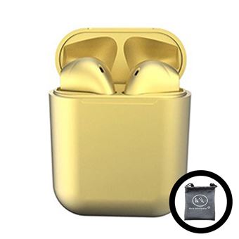 Auriculares Bluetooth KLACK InPods 12 | Compatível com iPhone Samsung Huawei, Universal | Fones + Capa KLACK True Wireless - Amarelo Metálico - 1
