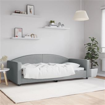 Sofá-cama vidaXL | 90x200 cm | tecido cinzento-claro - 1