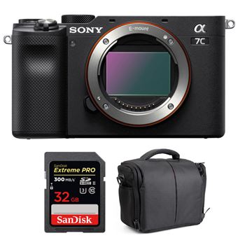 Câmara Sony Alpha a7C Corpo Preto + SanDisk 32GB Extreme PRO UHS-II SDXC 300 MB/s + Bolsa - Preto - 1