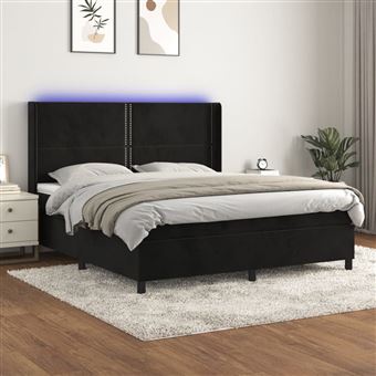 Cama box spring com colchão e LED vidaXL | 180x200 cm | veludo preto - 1