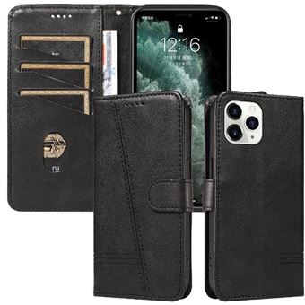 Capa FOXDOCK para iPhone 11 Pro | Fecho Magnético | Compartimentos para Cartões e Suporte | Pele PU | À Prova de Choque | Preto - 1