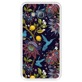Capa Tpu Hapdey para Samsung Galaxy J3 - J3 2016 | Design Teste Padrão Floral com Pássaros 2 - Transparente - 1