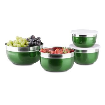 Conjunto de Tigelas Relaxdays 4052025969288 | Verde, Prateado - 1