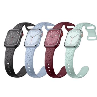 Pack 4 x Braceletes Desportivas Arzopa® para Apple Watch Series 8/7/6/5/4/3/2/SE | 42mm/44mm/45mm | Estampagem de Leopardo | Preto/Azul/Vermelho/Light green - 1