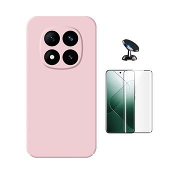 Kit Película de Vidro Temperado Gorilasglass Curvado + Capa Proteção Silicone + Suporte Magnético Gift4Me para Xiaomi Redmi Note 14 Pro | Rosa - 1