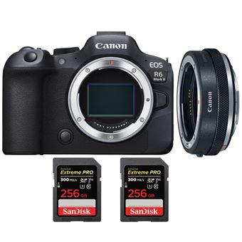 Canon EOS R6 Mark II ( R6II ) + Canon EF-EOS R Premium + 2 SanDisk 256GB Extreme PRO UHS-II SDXC 300 MB/s + PDF 20 Técnicas para Melhorar as suas Fotografias - 1