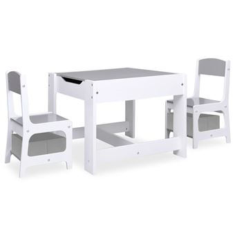 Mesa infantil com duas cadeiras vidaXL MDF branco - 1