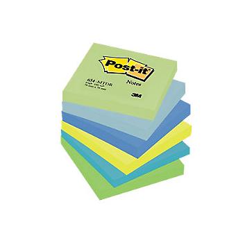 Notas Adesivas Post-It Fantasía Amarelo Neón, Azul Cielo, Azul Retro, Azul Ultra, Verde Ultra, Verde Pastel 76 (H) X 76 (A) Mm 6 Blocs X100 Hojas - 1