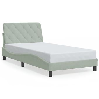 Estrutura de cama com cabeceira vidaXL | 100x200 cm | veludo cinzento-claro - 1