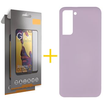 Pack 2 x Película de Vidrio Templado Full + Capa skyhe Samsung Galaxy S22 Plus + 5G Silicone Líquido - Roxo - 1