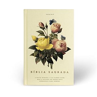 Bíblia Nvi, Tecido Sobre Capa Dura, Bouquet, Letras De Jesus Em Vermelho - 1
