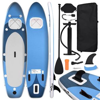 Conjunto Prancha de Paddle SUP Insuflável vidaXL | 300x76x10 cm | Azul mar - 1