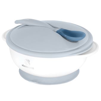Tigela com ventosa e colher sensível ao calor Kikka Boo Azul - 1