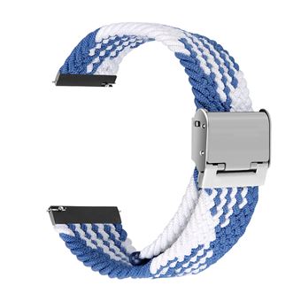 Bracelete Entrançada Solo Loop Ajustável para Amazfit GTR 2 Azul com branco-2 - 1