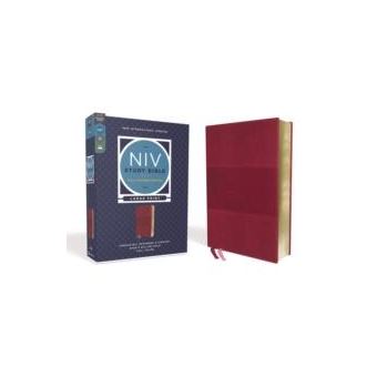 Niv Study Bible Fully Revised Edition Large Print Leathersoft Burgundy Red Letter Comfort Print By General Editor Kenneth L Barker ; General Editor Mark L - 1