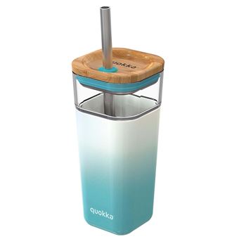 Copo de Vidro Quokka | 540 ml | com Canudo de Aço Inoxidável e Tampa de Bambu | Azul - 1