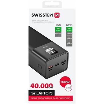 Power Bank Swissten 22013941 | 40000 mAh | Preto - 1