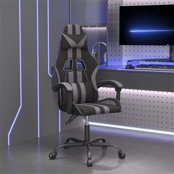 Cadeira gaming vidaXL giratória couro artificial preto e cinzento - 1