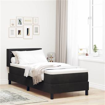 Cama Box com Colchão e Cabeceira vidaXL | Preto | 200 x 80 cm | Poliéster - 1