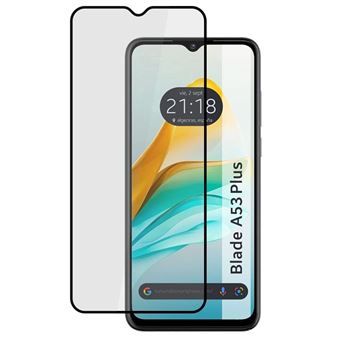 Protetor de tela de temperado preto com cola completa 5D Tumundosmartphone para Zte Blade A53 Plus - 1