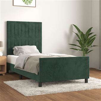 Estrutura de cama com cabeceira vidaXL | 80x200 cm | veludo verde-escuro - 1