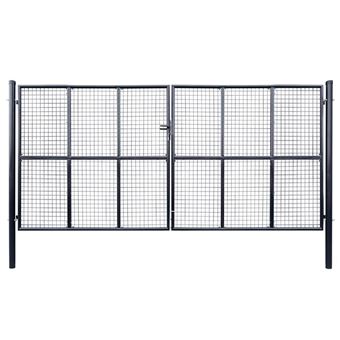Portão de Jardim em Rede Aço Galvanizado vidaXL 400X200 cm Cinzento - 1