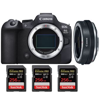 Canon EOS R6 Mark II ( R6II ) + Canon EF-EOS R Premium + 3 SanDisk 256GB Extreme PRO UHS-II SDXC 300 MB/s + PDF 20 Técnicas para Melhorar as suas Fotografias - 1