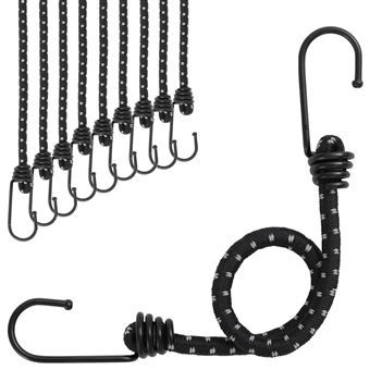 Cordas elásticas com faixas refletoras e ganchos vidaXL | 10 peças | 38 cm - 1