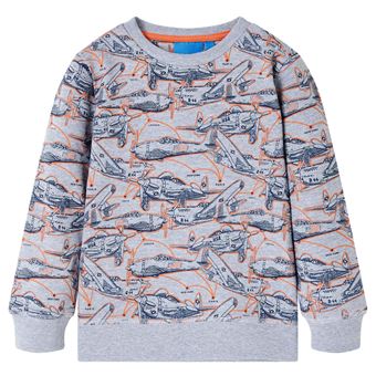 Sweatshirt para criança | vidaXL | cinzento mesclado 140 | 9 a 10 anos - 1