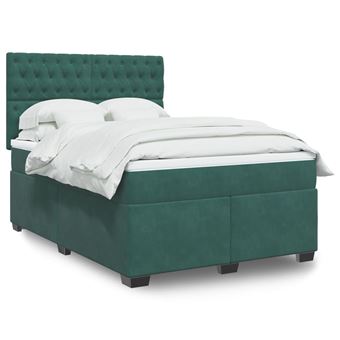 Cama com molas e colchão vidaXL | 160x200 cm | veludo verde-escuro - 1