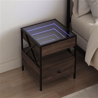Mesa de cabeceira vidaXL | com LED Infinity 40x40x51 cm | carvalho castanho - 1
