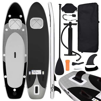 Conjunto Prancha de Paddle SUP Insuflável vidaXL | 300x76x10 cm | Preto - 1