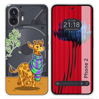 Capa Tumundosmartphone de silicone transparente para Nothing Phone 2 5G desenhos de design de girafa - 1