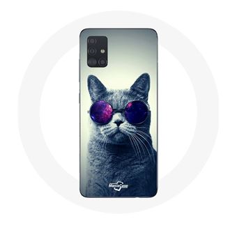 Capa Maniacase para Samsung Galaxy A71 Estilo de Óculos Roxo Gato - 1