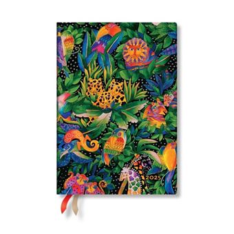 Jungle Song Whimsical Creations Midi 12Month Vertical Hardback Dayplanner 2025 Elastic Band Closure - 1