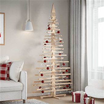 Árvore de Natal decorativa vidaXL | 210 cm | madeira de pinho maciça - 1