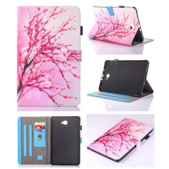 Capa Magunivers em PU para Samsung Galaxy Tab A 10.1 (2016) T580 T585 - mapa da porta - Plum Blossom - 1