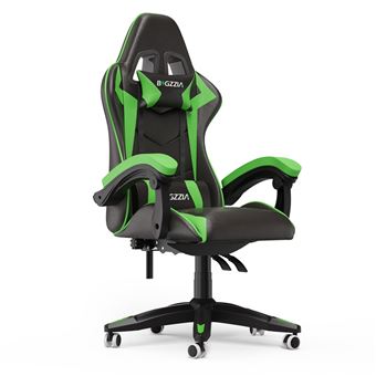 Cadeira Gaming Ergonómica Bigzziacom Apoio de Braços | Regulável em Altura - Preto e verde - 1