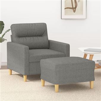 Poltrona vidaXL com apoio de pés 60 cm tecido cinzento-escuro - 1