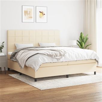 Cama com Molas e Colchão vidaXL | 200x200 cm | tecido cor creme - 1