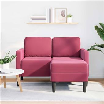 Sofá com Chaise em L vidaXL | 2 lugares | 125 cm | veludo vermelho tinto - 1