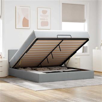 Estrutura de cama otomana com colchão vidaXL | 180x200 cm | cinzento claro - 1