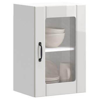 Armário de parede de cozinha vidaXL | porta vidro Lucca branco brilhante - 1