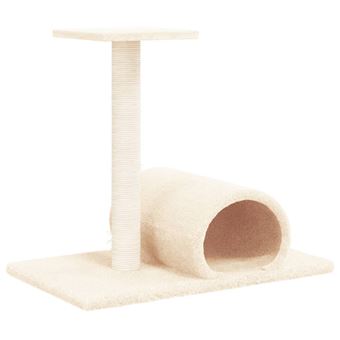 Poste arranhador para gatos vidaXL | com túnel 60x34,5x50 cor creme - 1
